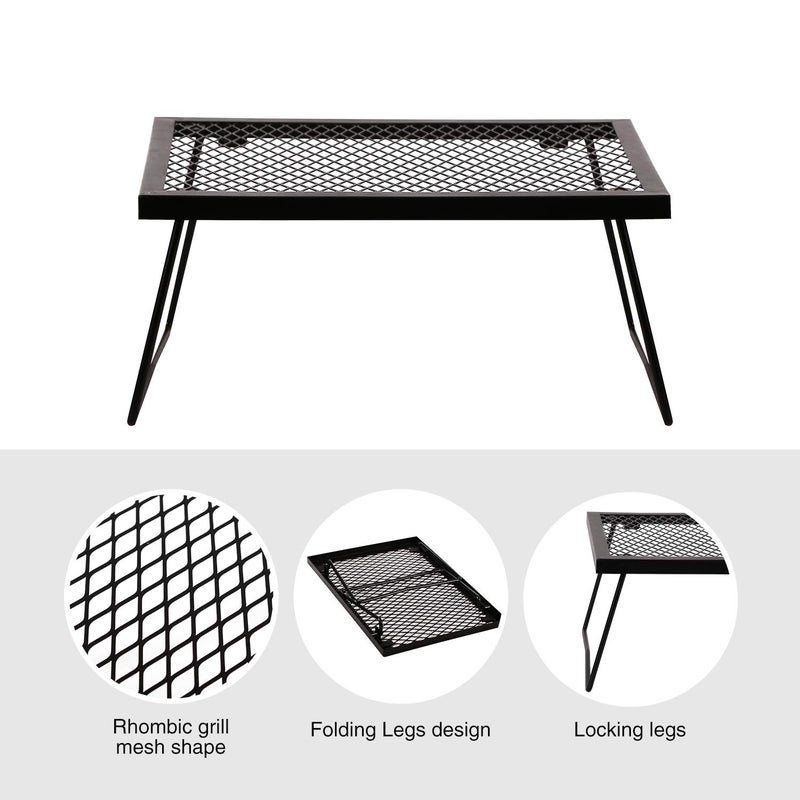 CAMPMAX 17" Folding Campfire Grill Grate, Portable Heavy Duty Steel Over Fire Camp Grill for Outdoor Camping Cooking Fire Pit, Black - Image 4